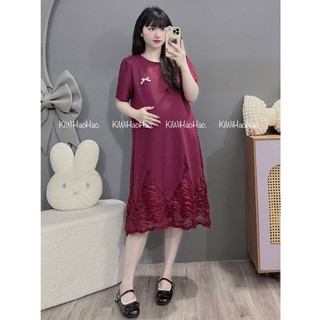 VÁY BẦU CỘC TAY MÌ NƠ CHÂN VÁY PHỐI REN - 3 Màu 💥Freeship💥