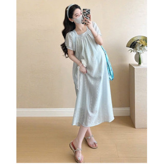 VÁY BẦU CỘC TAY DŨI IM HOA DÁNG XUÔNG CỔ VUÔNG - 3 Màu 💥Freeship💥