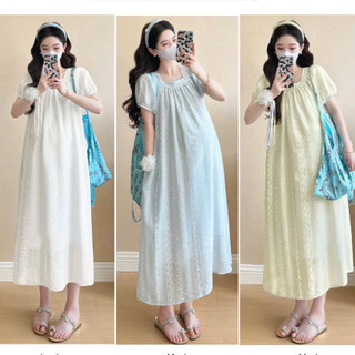 VÁY BẦU CỘC TAY DŨI IM HOA DÁNG XUÔNG CỔ VUÔNG - 3 Màu 💥Freeship💥