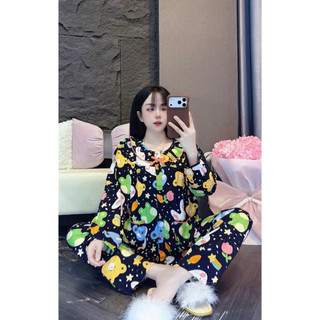 Tay dài quần dài tole lanh mặc nhà thấm mồ hôi dành cho nữ