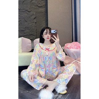 Tay dài quần dài tole lanh mặc nhà thấm mồ hôi dành cho nữ