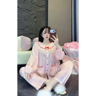 Tay dài quần dài tole lanh mặc nhà thấm mồ hôi dành cho nữ