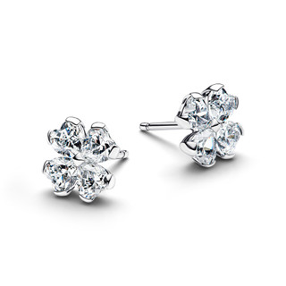 Hoa Tai Nụ Bạc Pandora Cỏ Bốn Lá Biểu Tượng Tình Yêu Và May Mắn