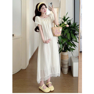 Váy Bầu Cộc Tay in Hoa Ren Dáng Xuông Xinh - 2 Màu