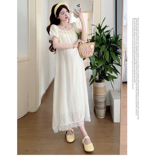 Váy Bầu Cộc Tay in Hoa Ren Dáng Xuông Xinh - 2 Màu