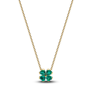 Dây Chuyền Pandora Mạ Vàng 14k Cỏ Bốn Lá Đính Đá Xanh Biểu Tượng May Mắn