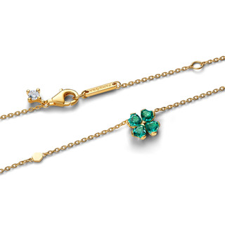 Dây Chuyền Pandora Mạ Vàng 14k Cỏ Bốn Lá Đính Đá Xanh Biểu Tượng May Mắn