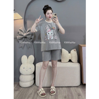 Bộ Bầu - bộ sau sinh - BỘ ĐÙI COTTONG IN HÌNH MÈO KITTY - 4 Màu & Quần Có Chun Chỉnh 💥Freeship💥