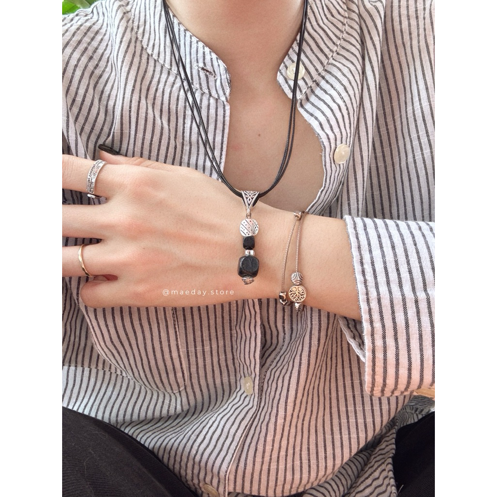 Vòng cổ Emi - Dây chuyền mặt charm hoạ tiết mix gỗ