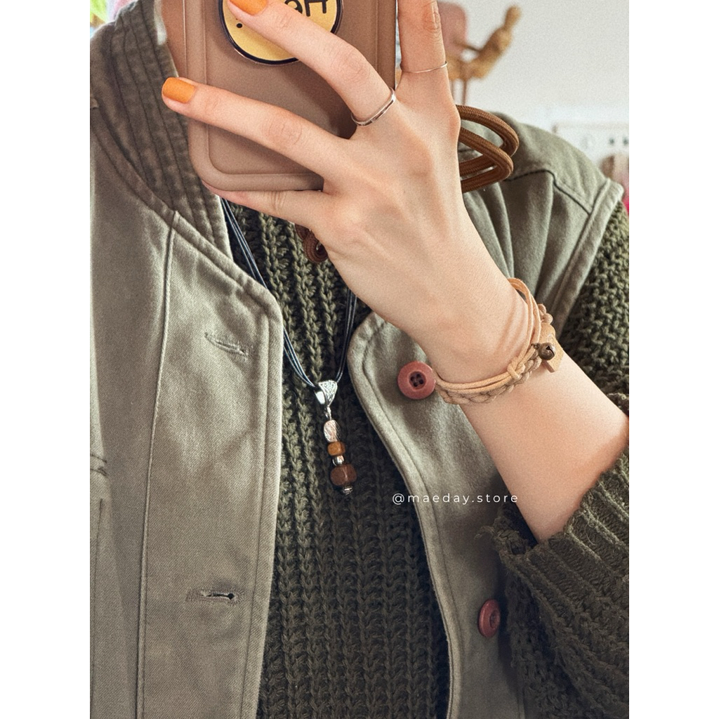 Vòng cổ Emi - Dây chuyền mặt charm hoạ tiết mix gỗ