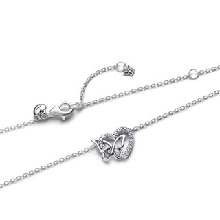 Dây Chuyền Bạc Pandora Trái Tim & Cánh Bướm Gắn Kết