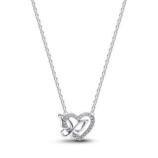 Dây Chuyền Bạc Pandora Trái Tim & Cánh Bướm Gắn Kết
