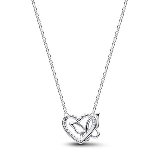Dây Chuyền Bạc Pandora Trái Tim & Cánh Bướm Gắn Kết