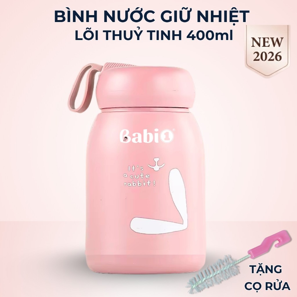 Bình Nước Giữ Nhiệt Lõi Thủy Tinh Babi1 400ml – Trữ Sữa Đựng Nước Cho Mẹ Sau Sinh, Bé Đi Học