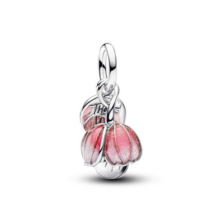 Charm Treo Mạ Vàng 14K Pandora Bạc Đóa Hoa Tri Ân Tráng Men Hồng Thanh Nhã