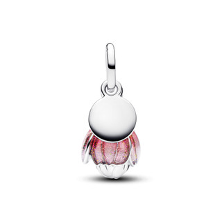 Charm Treo Mạ Vàng 14K Pandora Bạc Đóa Hoa Tri Ân Tráng Men Hồng Thanh Nhã