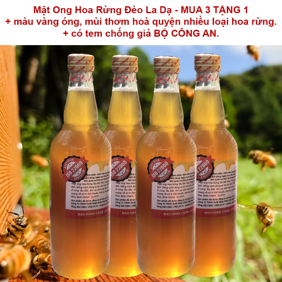 Mật Ong Hoa Rừng Phúc Tùng, Chai Thủy Tinh 500ML, màu vàng óng mùi vị thơm ngon hoà quyện của nhiều loại hoa rừng.