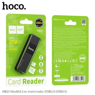 Đầu đọc thẻ nhớ 3.0 Hoco HB20 Mindful - hỗ trợ khe microSD/SD (Đen)
