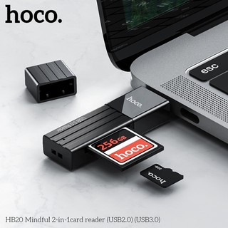 Đầu đọc thẻ nhớ 2.0 Hoco HB20 Mindful - hỗ trợ khe microSD/SD (Đen)