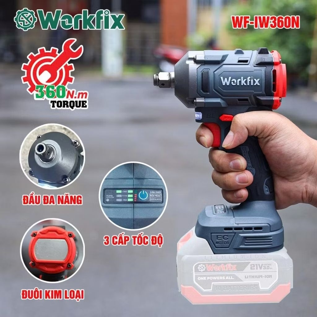 Máy siết Bulong Workfix 360Nm, động cơ không chổi than siêu khỏe ...