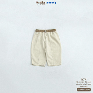 Quần kaki dài may li phối cúc Hokiha cho bé năng động, chất vải kaki mềm mại, thoáng mát size 8-17kg QQ38