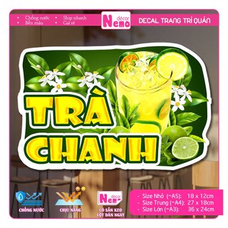 Decal Trang Trí Trà Tắc, Đá Me, Tranh Dán Quán Nước, Cà Phê, Dán Tường, Tủ, Kính, Xe Đẩy - Sticker Chịu Được Mưa Nắng.