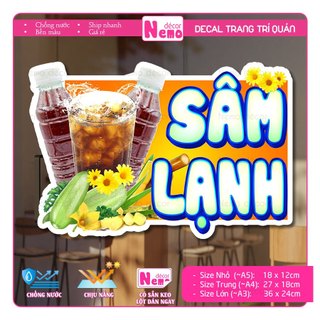 Decal Trang Trí Trà Tắc, Đá Me, Tranh Dán Quán Nước, Cà Phê, Dán Tường, Tủ, Kính, Xe Đẩy - Sticker Chịu Được Mưa Nắng.