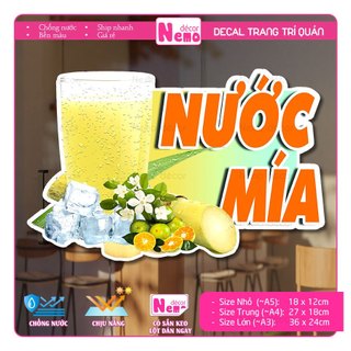 Decal Trang Trí Trà Tắc, Đá Me, Tranh Dán Quán Nước, Cà Phê, Dán Tường, Tủ, Kính, Xe Đẩy - Sticker Chịu Được Mưa Nắng.
