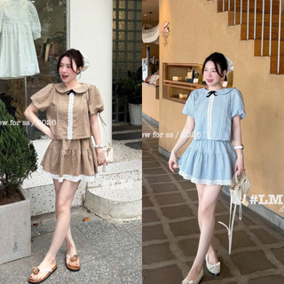[ẢNH THẬT] SET KẺ PHỐI REN CỔ SEN CVAY XOÈ SKPRCS