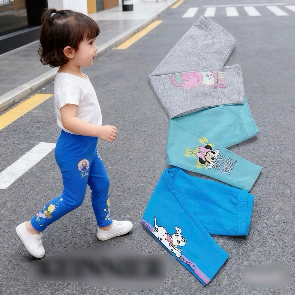 Quần Legging Bé Gái Xuất Dư 9M-7Y (74-128cm), Quần Ôm Co Giãn Mềm Mịn Cho Bé C6032