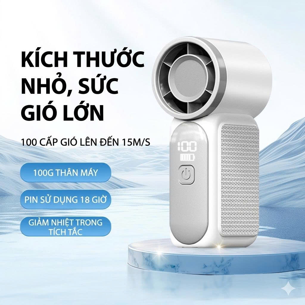 Quạt Cầm Tay Mini X688 – Quạt Tích Điện Sạc USB, 100 Cấp Độ Gió, Nhỏ Gọn Dễ Mang Theo