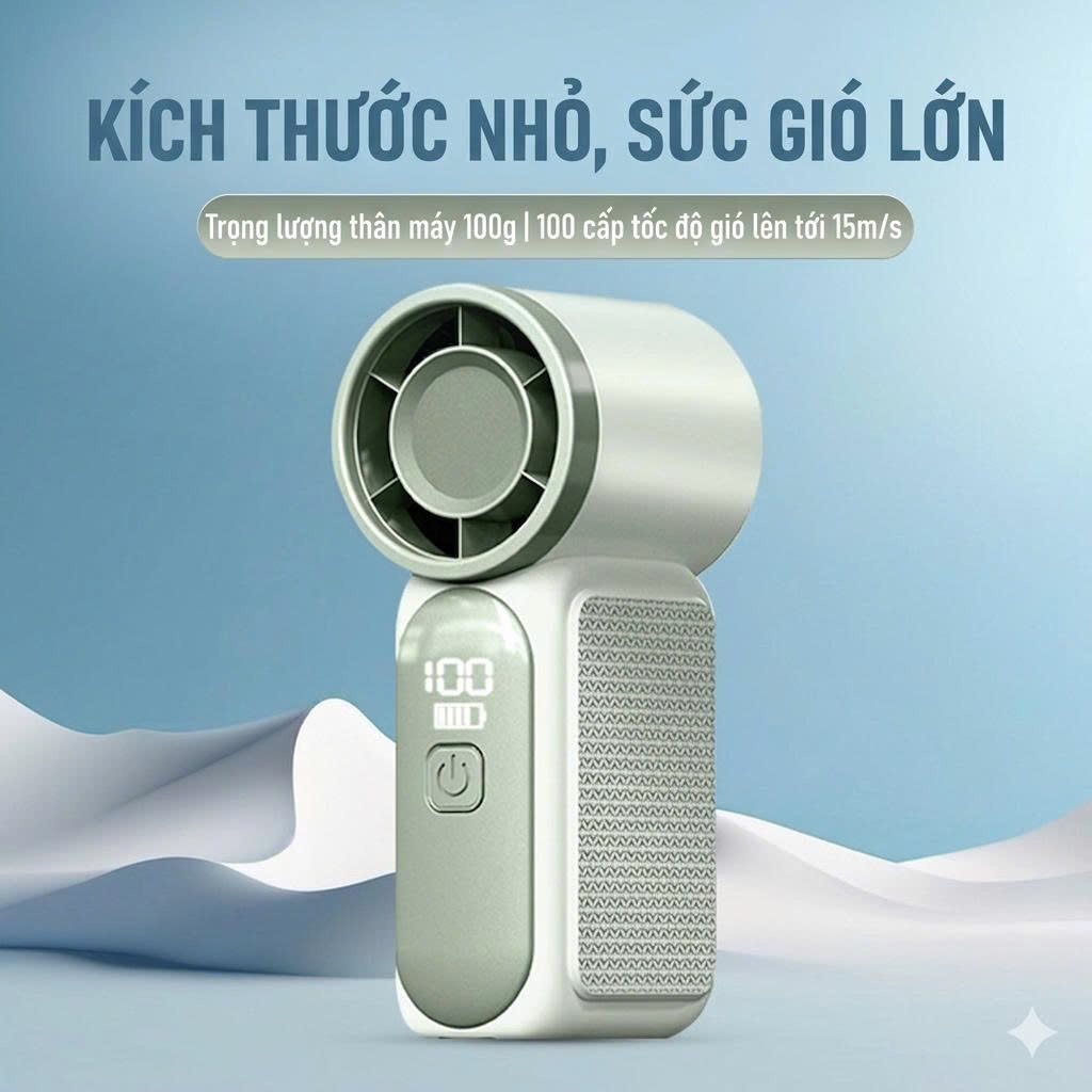 Quạt Cầm Tay Mini X688 – Quạt Tích Điện Sạc USB, 100 Cấp Độ Gió, Nhỏ Gọn Dễ Mang Theo