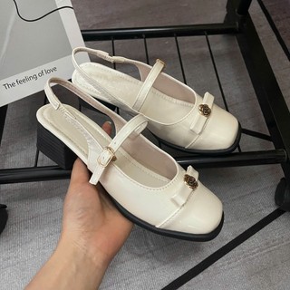 Giày Slingback mũi vuông thời trang sang trọng thanh lịch, giày sandal gót vuông 4p Mã N203