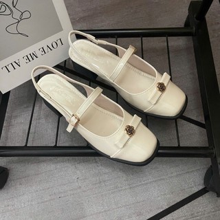 Giày Slingback mũi vuông thời trang sang trọng thanh lịch, giày sandal gót vuông 4p Mã N203