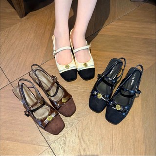 Giày Slingback mũi vuông thời trang sang trọng thanh lịch, giày sandal gót vuông 4p Mã N203