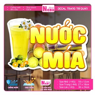 Decal Trang Trí Trà Tắc, Cam Vắt, Tranh Dán Quán Nước, Cà Phê, Dán Tường, Tủ, Kính, Xe Đẩy - Sticker Chịu Được Mưa Nắng.