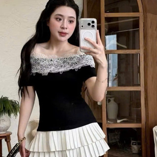 Áo trễ vai phối ren mềm mại quyến rũ Tôn Dáng Sang Chảnh