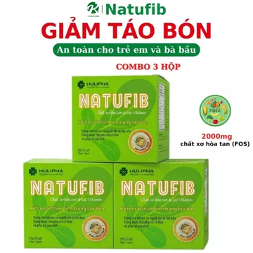 Combo 3 Hộp Natufib, Giảm Táo Bón, Bổ Sung 2000mg Chất Xơ Hòa Tan FOS, Giúp Nhuận Tràng, Hộp 20 Gói
