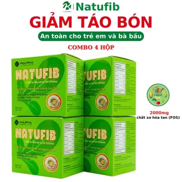 COMBO 4 HỘP NATUFIB, Giảm Táo Bón, Bổ Sung 2000mg Chất Xơ Hòa Tan FOS, Giúp Nhuận Tràng, Hộp 20 Gói
