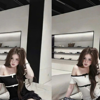 Áo Thun Zip mềm Phối Viền Thiết Kế Nơ Xinh Trễ Vai New
