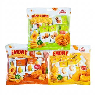 Bánh Trứng Phú Cường Fucuco Mix 3 Vị: Hạt Óc Chó, Hạnh Nhân, Hạt Điều - Bịch 300g Thơm Ngon Bổ Dưỡng