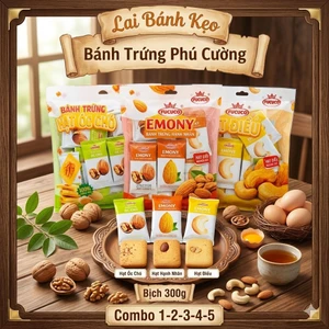 Bánh Trứng Phú Cường - Fucuco,Hạt Óc Chó,Hạnh Nhân,Hạt Điều,Bịt 300g