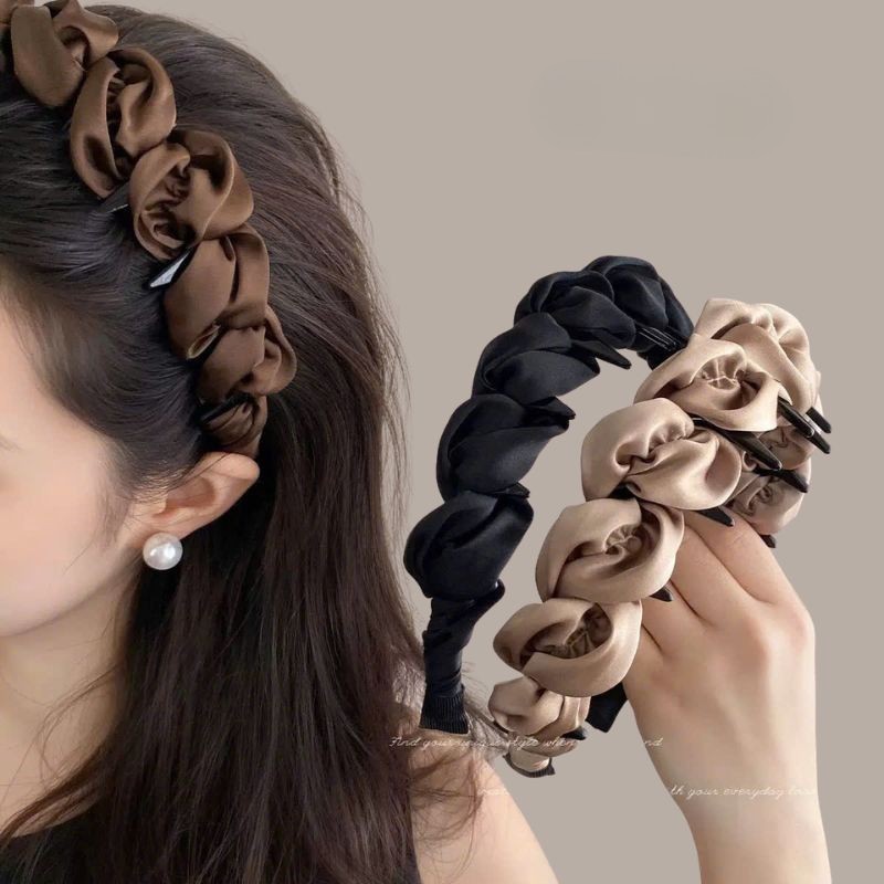 LEZA - Bờm Làm Phồng Tóc Bọc Lụa Satin Cao Cấp. Thiết Kế Kiểu Mới, Cỡ To. Phong Cách Sang Trọng. Phụ Kiện Tóc Cho Nữ