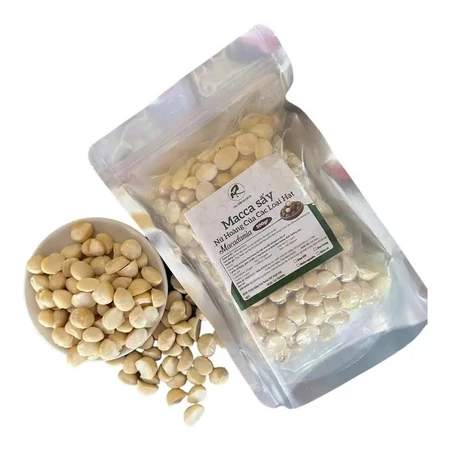 Nhân hạt macca sấy chín hút chân không túi zip 500g
