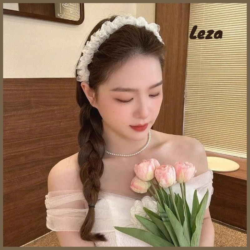 LEZA - Băng đô xếp li lưới đính cườm ngọt ngào, phong cách Hàn Quốc, phụ kiện tóc cho nữ siêu xinh