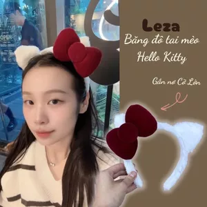 LEZA- Bờm tai mèo HelloKitty nơ vải nhung vô cùng đáng yêu, phù hợp cho mùa thu đông, mùa lễ hội