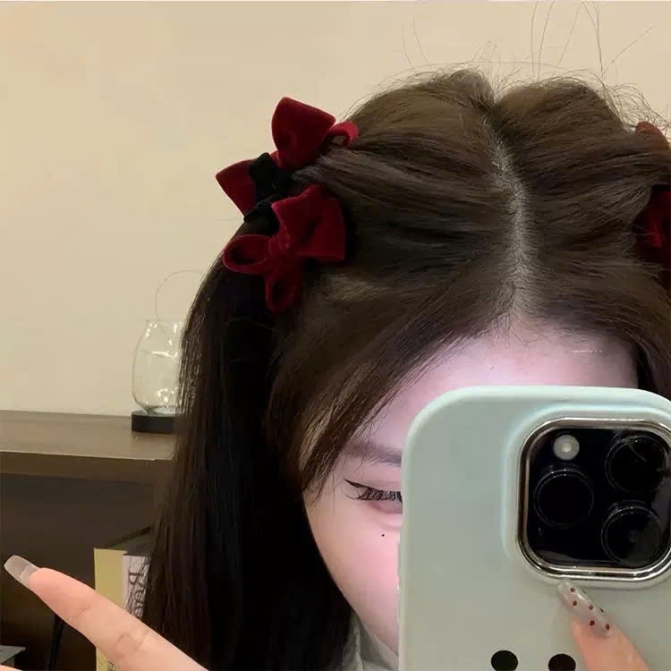 LEZA - Set 2 Kẹp Mái Nơ Nhung phong cách Tiểu Thư Hàn Quốc, Trẻ Trung Năng Động phù hợp đi làm đi chơi