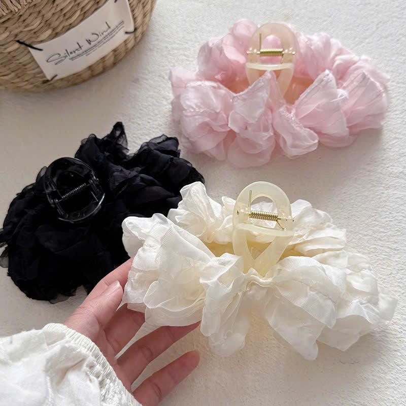 LEZA - Kẹp càng cua voan xếp tầng Size Lớn Siêu Bồng Bềnh Phong Cách Thời Trang Hàn Quốc Sang Trọng, Cá Tính