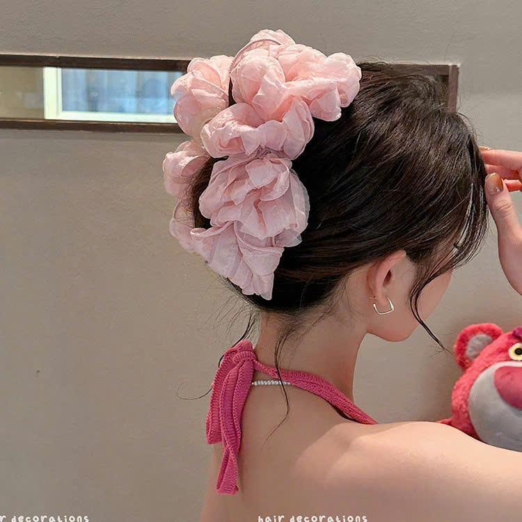 LEZA - Kẹp càng cua voan xếp tầng Size Lớn Siêu Bồng Bềnh Phong Cách Thời Trang Hàn Quốc Sang Trọng, Cá Tính