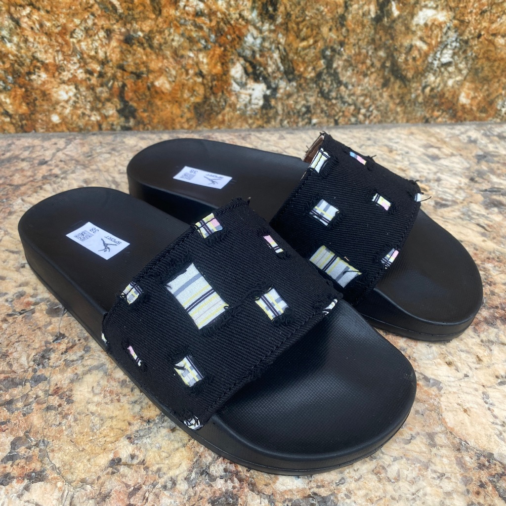 Dép Lê Quai Ngang Unisex, Chất Liệu Jean Chống Thấm Đế Nhẹ Êm Chân, Size 37 44